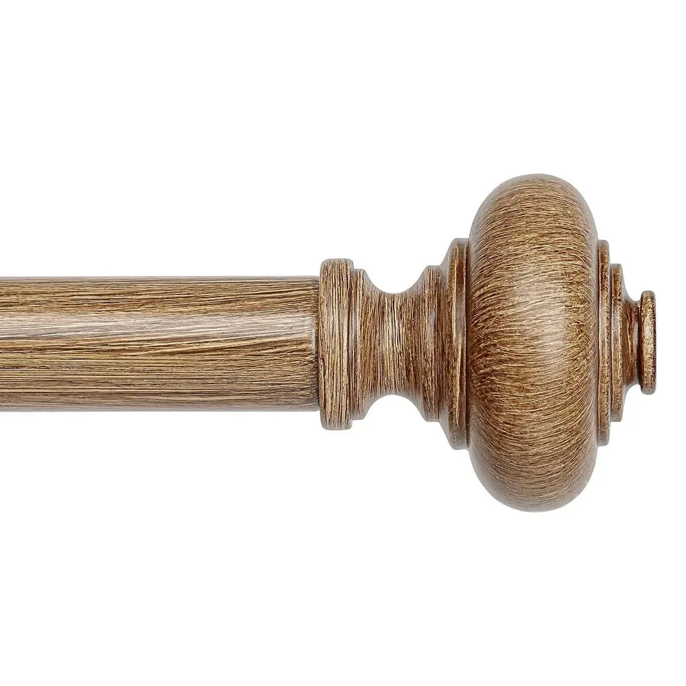 Curtain Rods for Windows 66 to 120 Inch, 1 Inch Diameter, Wood Grain Finials